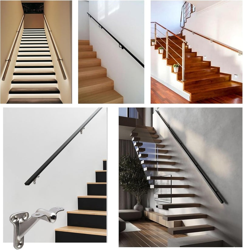 Acrux7 6 Pack 3'' Handrail Bracket, Stair Railing Bracket with Screws, Heavy Duty Zinc Alloy Hand Rail Hardware, Handrail Brackets for Indoor Stairs, Satin Nickel Finish - Image 5
